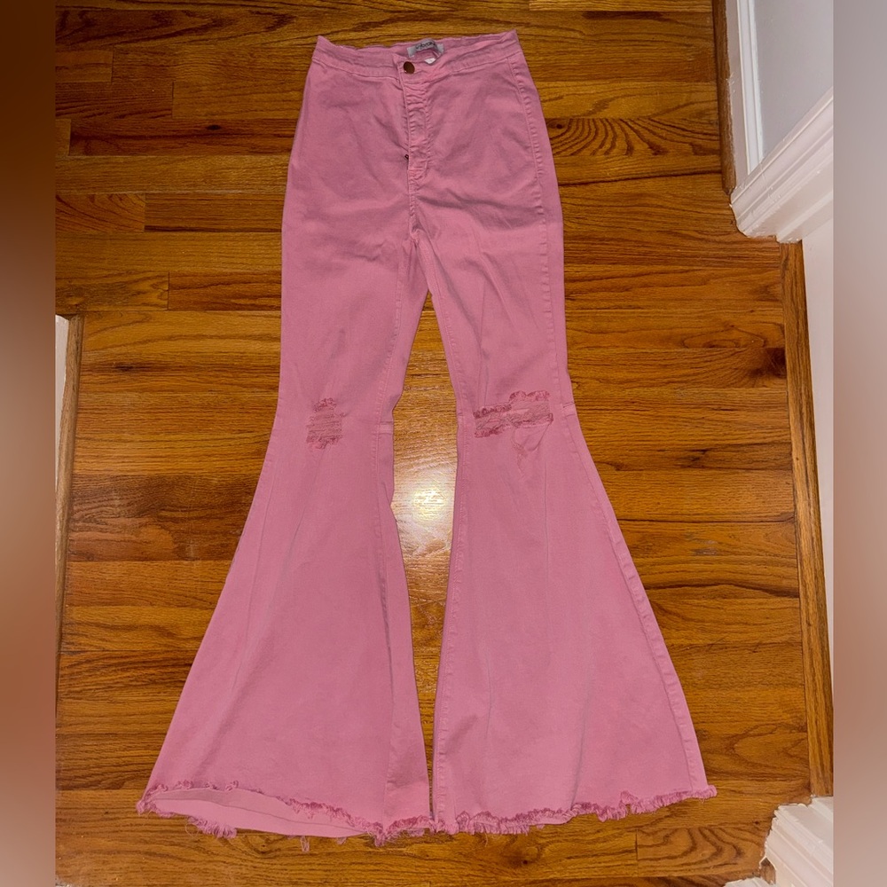 Vibrant Pink High-Rise Flare Jeans LIKE NEW